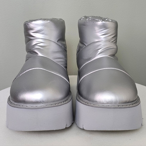 Portland Boot Company Women's Metallic Puffer Cozy Booties in Silver - Picture 5 of 13